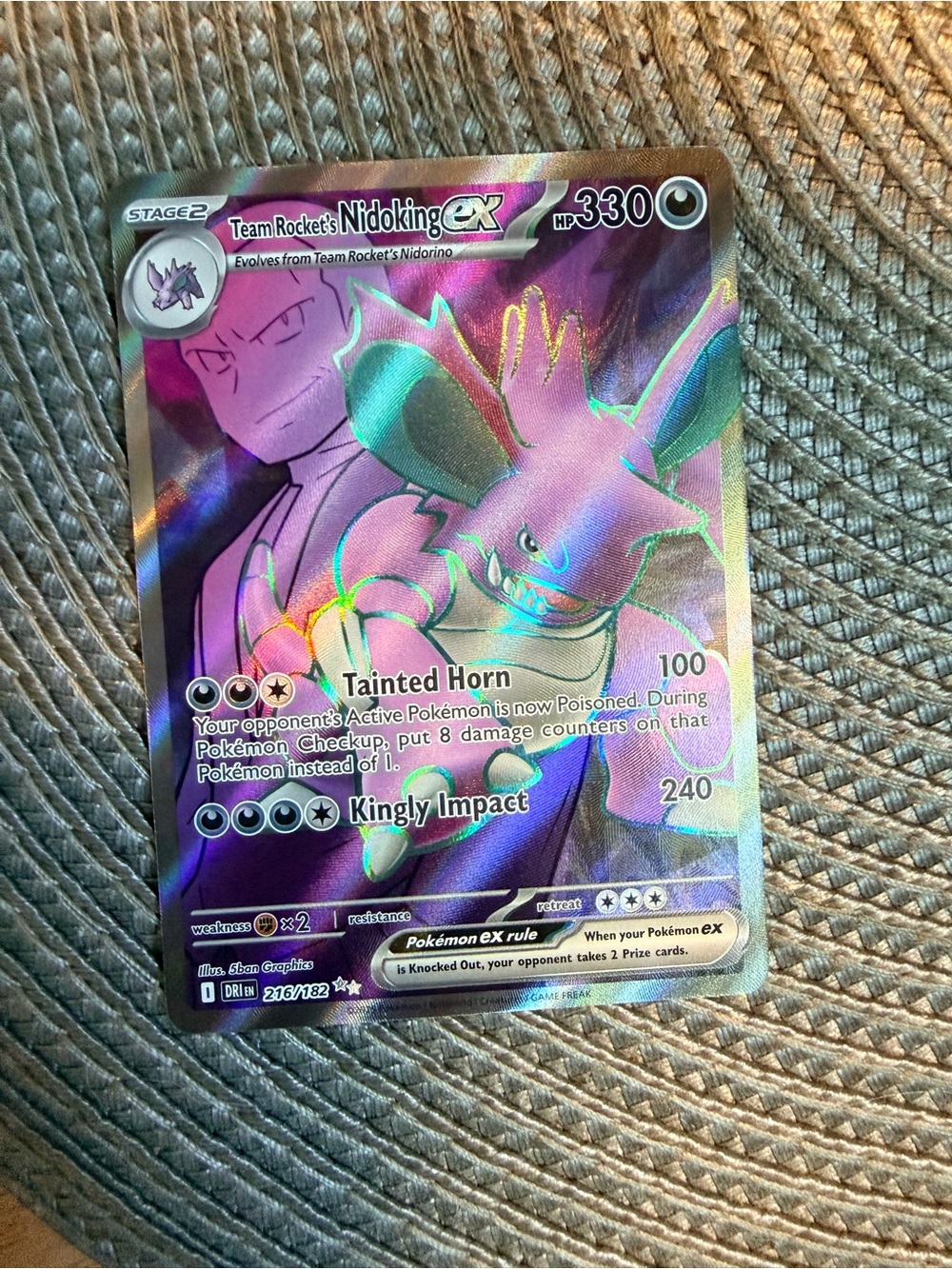 Pokemon Team Rocket's Nidoking EX Holofoil - Purple, Green, Gold Accents